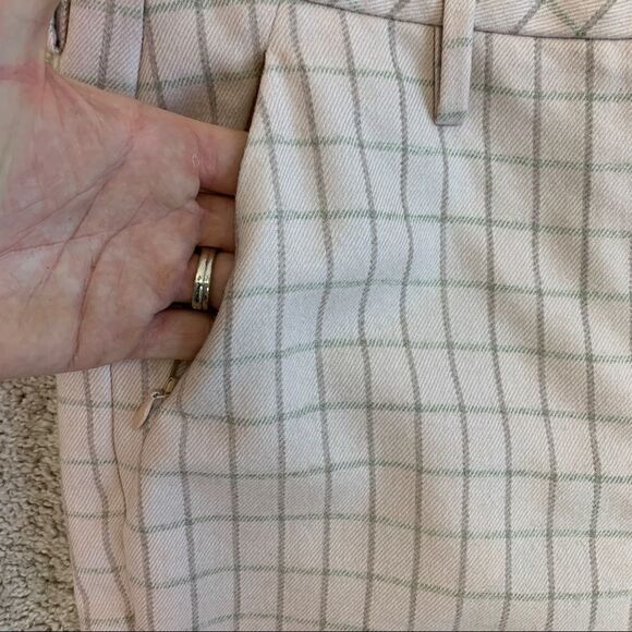 Akris flamingo pink wool plaid check Farrah trouser pants size 6 - Picture 3 of 13